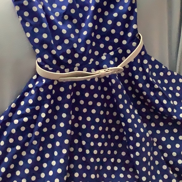 Kids small blue and white polkadot dress - Picture 2 of 5